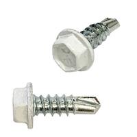 TEK812PW #8 X 1/2" Hex Washer Head, Self-Drilling Screw, Zinc, Painted White Head